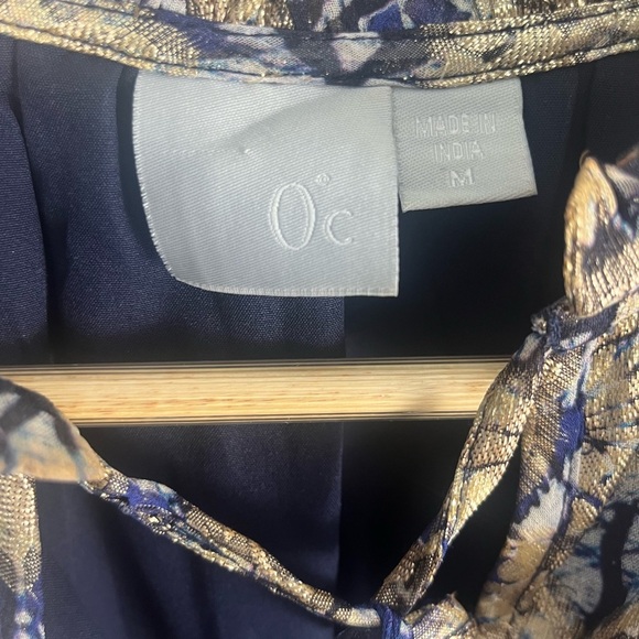 Zero Degrees Celsius Print Dress blue gold combo mini tiered preppy size medium - Picture 4 of 9